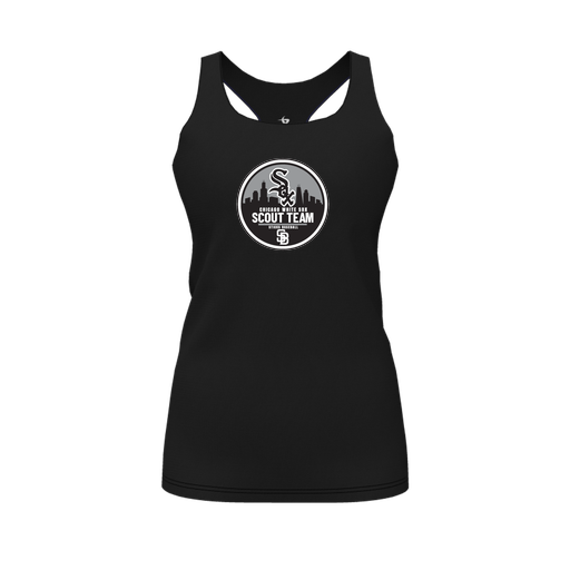 [FT0TRBBK-FYS-LOGO2] Decker Racerback Tank Top (Female Youth S, Black, Logo 2)