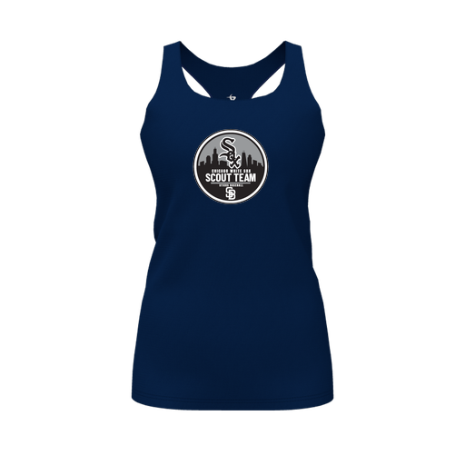 [FT0TRBNV-FYS-LOGO2] Decker Racerback Tank Top (Female Youth S, Navy, Logo 2)