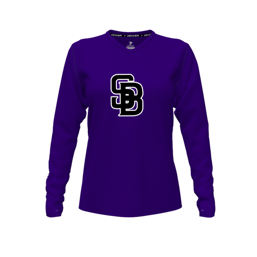 [FTLVCFPP-FYXS-LOGO3] Decker Comfort T-Shirt (Female Youth XS, Purple, V Neck, Logo 3, Long Sleeve)