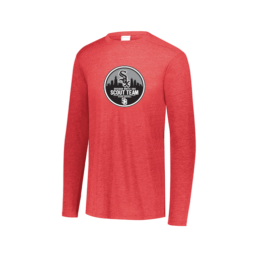 [FTLCUBRD-AXS-LOGO2] Decker Men's Tri-Blend T-Shirt - Long Sleeve (Adult XS, Red, Logo 2)
