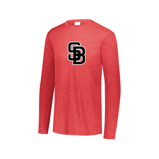 [FTLCUBRD-AXS-LOGO3] Decker Men's Tri-Blend T-Shirt - Long Sleeve (Adult XS, Red, Logo 3)