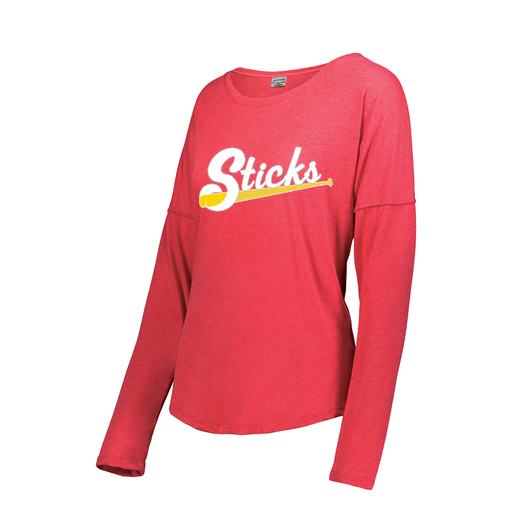 [FTLCUBRD-FAS-LOGO1] Decker Women's Tri-Blend T-Shirt - Long Sleeve (Female Adult S, Red, Logo 1)